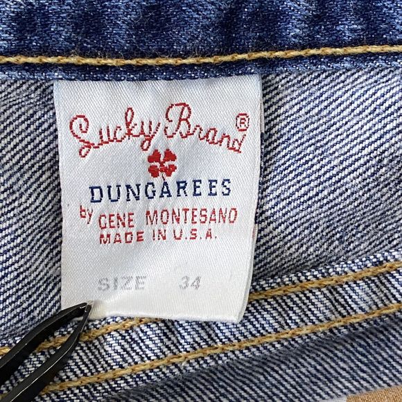 Lucky Brand Dungarees Men's 34 x 31.5 Grunge Distressed Bootleg Denim Blue Jeans - Picture 8 of 14
